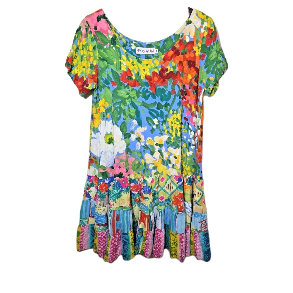 Vtg 1990s JAMS WORLD Hattie Dress Made in Hawaii W329-20 JUBILLI Floral Rayon XL